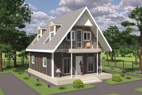 134 M2 ÇİFT (ÇATI KATLI)  PREFABRİK EV görsel 1