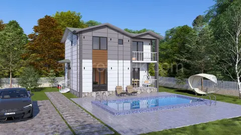 120 M2  4+1 İKİ KATLI HAVUZLU PREFABRİK EV görsel 1
