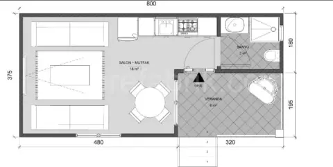 1+0  28 M2 PREFABRİK EV görsel 3