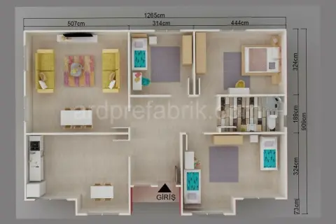 109 M2 3+1 PREFABRİK EV görsel 3