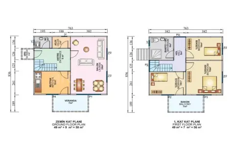 1142M2 DUBLEKS PREFABRİK EV görsel 2