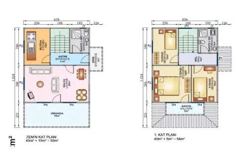 122 M2 DUBLEKS PREFABRİK EV görsel 3