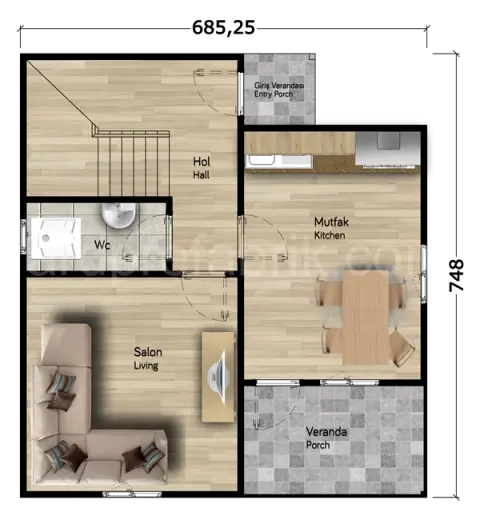 100M2 DUBLEKS PREFABRİK VİLLA görsel 3