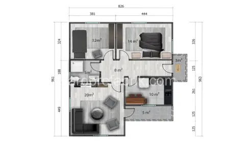 77M2 TEK KAT PREFABRİK EV görsel 4