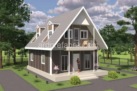 134 M2 ÇİFT (ÇATI KATLI)  PREFABRİK EV görsel 2