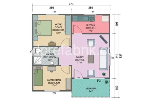 TEK kat Prefabrik Ev 62m2 görsel 3