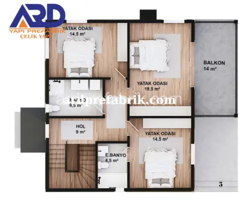 çift katlı Çelik ev  Ard-212 görsel 6
